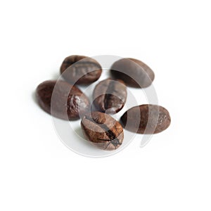 Grinding coffee beans isolate on white background