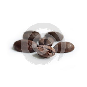 Grinding coffee beans isolate on white background