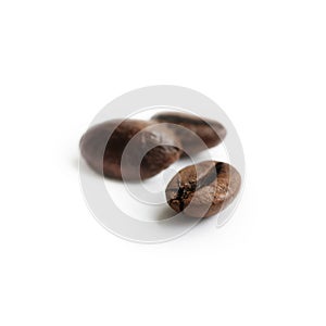 Grinding coffee beans isolate on white background
