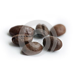 Grinding coffee beans isolate on white background