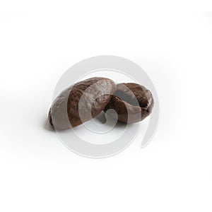 Grinding coffee beans isolate on white background