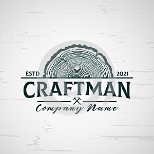 Grinding Craftsman Carpentry Vintage Retro Creative Idea Logo Design Vector Illustration Template