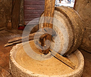 grinding wheel to grind the grain used by the ancient inhabitant