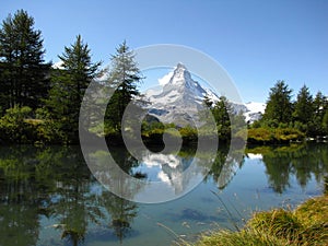 Grindjisee lake and Matterhorn