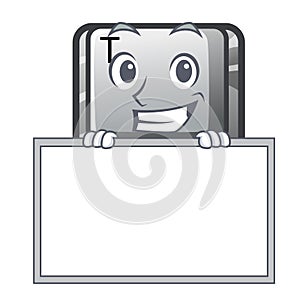 Grinning with board button T isolated in the cartoon