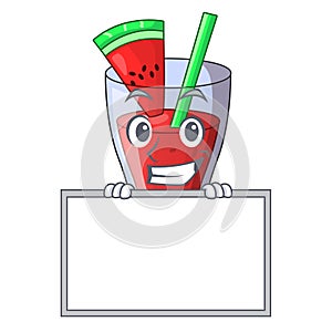 Grinning with board character tasty beverage fruit watermelon juice