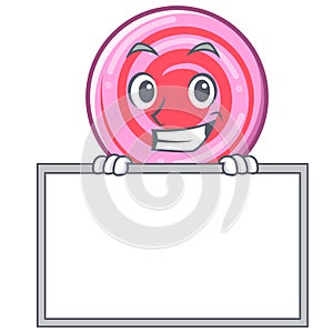Grinning with board cute lollipop character cartoon