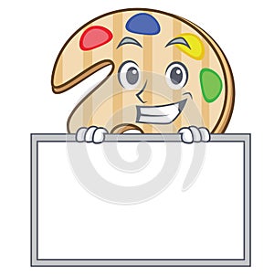 Grinning with board paint palette character cartoon