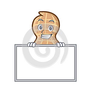 Grinning with board peanut character cartoon style