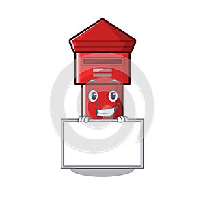 Grinning with board pillar box isolated with the cartoon