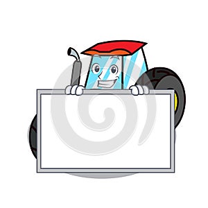 Grinning with board tractor character cartoon style