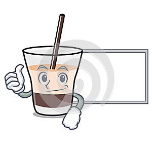 Grinning with board white russian character cartoon