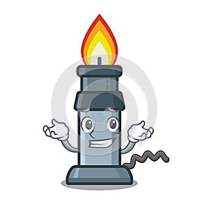 Grinning bunsen burner in the mascot shape