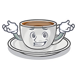 Grinning coffee character cartoon style