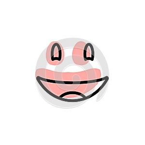 Grinning, face, big, eyes with color shadow vector icon in emotion set