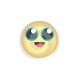 Grinning face emoticon with big eyes flat icon