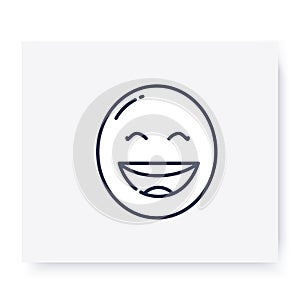 Grinning face line icon. Editable illustration