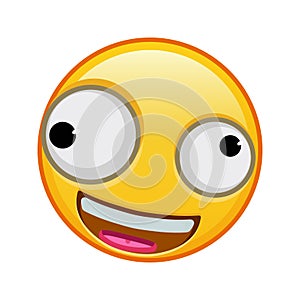 A grinning face with one large and one small eye Large size of yellow emoji smile