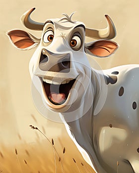 Grinning Grazers: A Whimsical Closeup of Insane Smiling Cows on photo