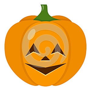 Grinning Halloween Pumpkin Flat Icon