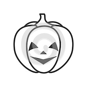 Grinning Halloween Pumpkin Outline Icon