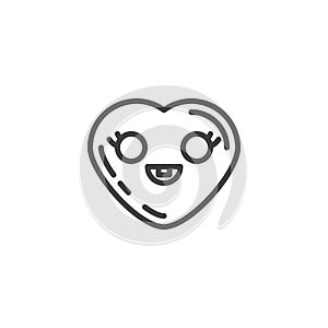 Grinning heart with smiling face emoji line icon