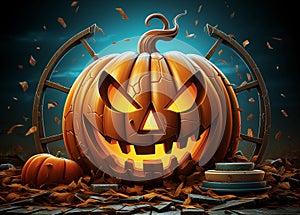 Grinning Jack o lantern pumpkin illustration