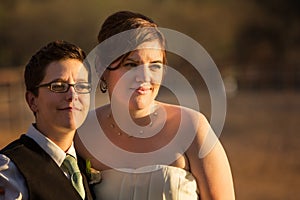 Grinning Lesbian Newlyweds