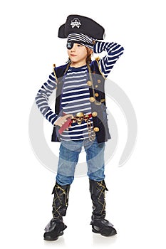 Grinning little boy pirate