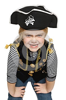 Grinning little girl pirate