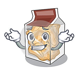 Grinning pork rinds in a cartoon jar