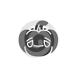 Grinning pumpkin face emoji vector icon