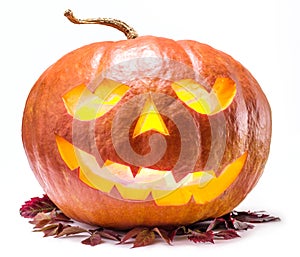 Grinning pumpkin lantern or jack-o'-lantern