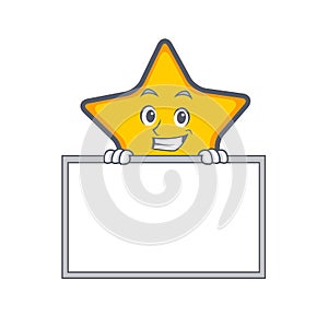 Grinning star character cartoon style with board