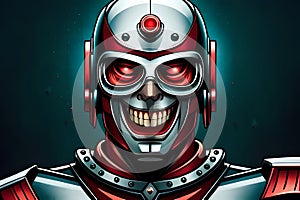 Grinning steel robot