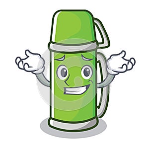 Grinning thermos character cartoon style