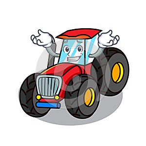 Grinning tractor character cartoon style