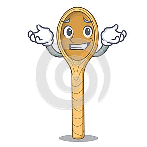 Grinning wooden spoon character cartoon