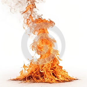 Grisly fire flame isolated on white background