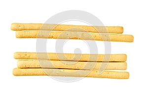 grissini or breadsticks isolated on white background. breadsticks isolated . Top view