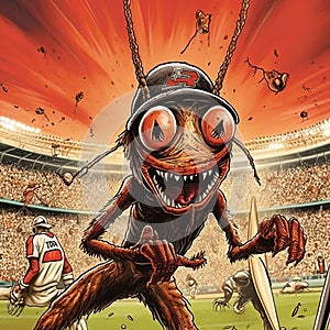 Gritty Horror Comics: Insect In Stadium - Vibrant Caricatures With Edgy Political Commentary