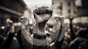 Gritty Protest: A Fist Raised in Defiance AI Generated