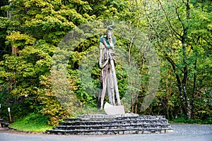 Grizedale Forest UK 1st Oct 2020 Ancient Forester sculpture at the entrance of the walking trails