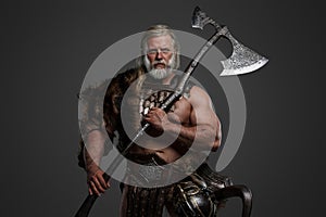 Grizzled elderly Viking warrior, displaying strength and wisdom