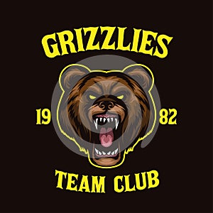 GRIZZLIES TEAM CLUB MASCOT ILLUSTRATION