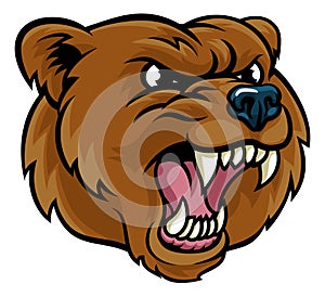 Grizzly Bear Cartoon Mascot Angry Face