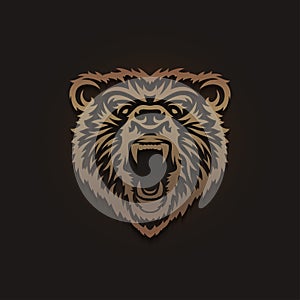 Grizzly bear head emblem. Vector vintage illustration. photo