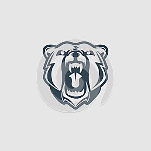 Grizzly bear head monogram design logo inspiration