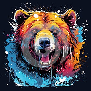 Grizzly bear. illustration of a wild animal. Generative AI