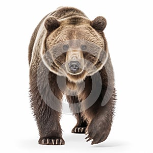 Grizzly bear isolated on white background. Ursus arctos horribilis.